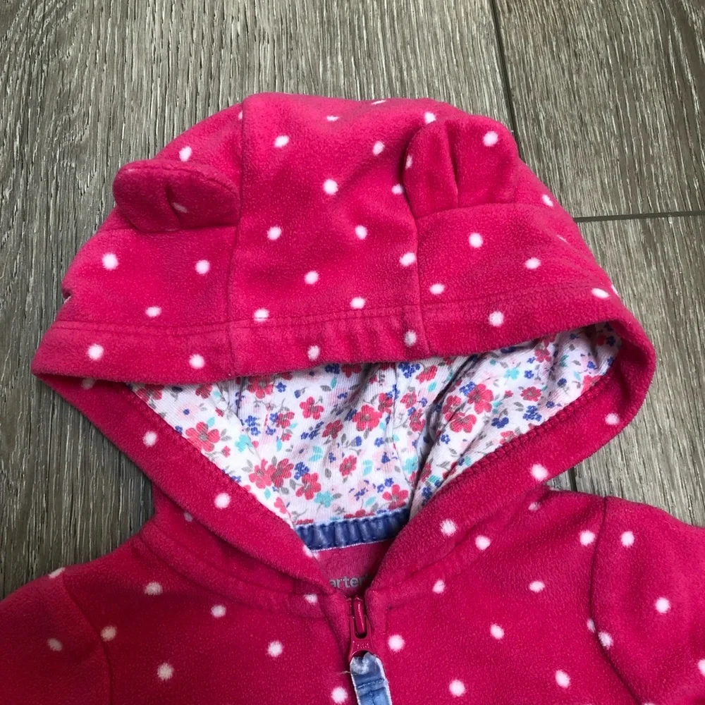 CARTERS HOODED FLEECE JUMPSUIT PINK 3MO